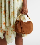 McQueen Wishbone Mini suede top-handle bag
