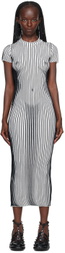 Jean Paul Gaultier White & Black 'The Lurex' Midi Dress