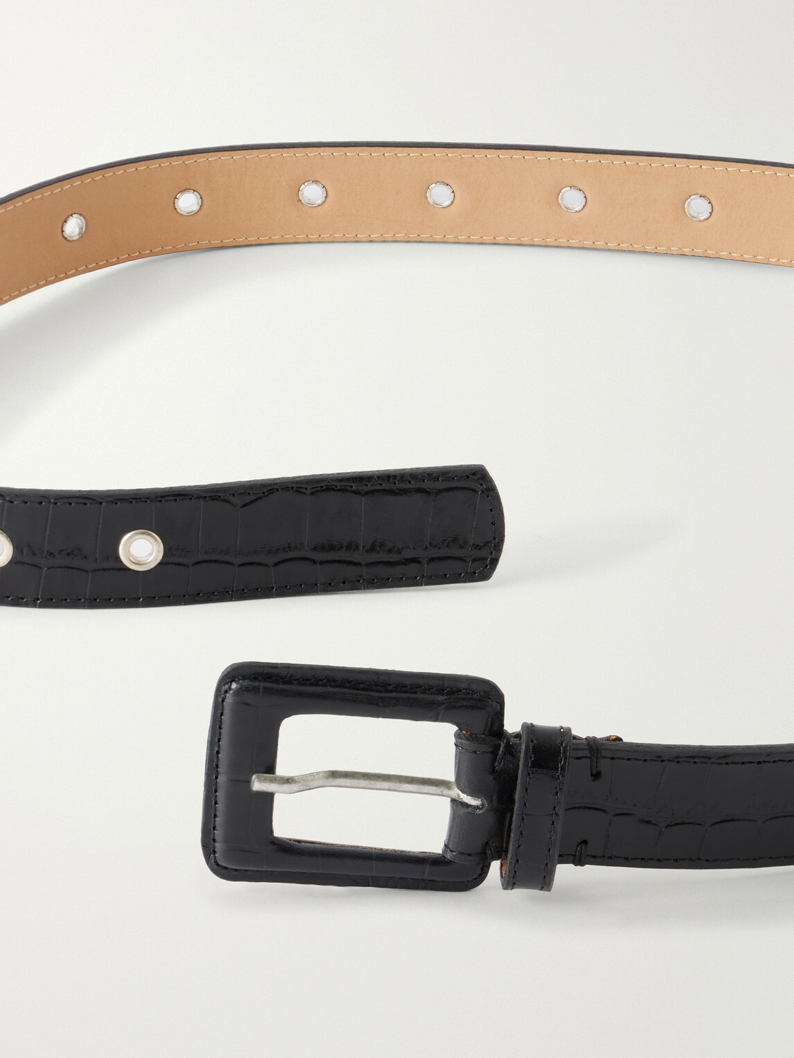 mfpen - Drivers 3cm Croc-Effect Leather Belt - Black