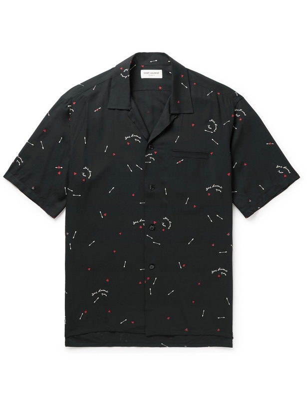 Photo: SAINT LAURENT - Camp-Collar Printed Woven Shirt - Black