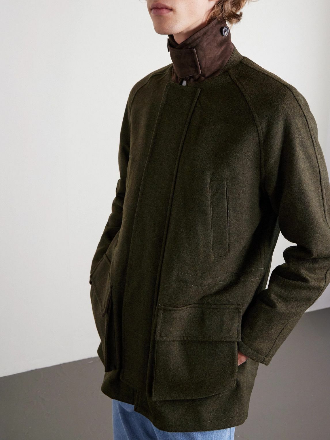 J. Mueser - Game Corduroy-Trimmed Wool Jacket - Green