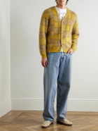 Beams Plus - Brushed Checked Jacquard Cardigan - Yellow