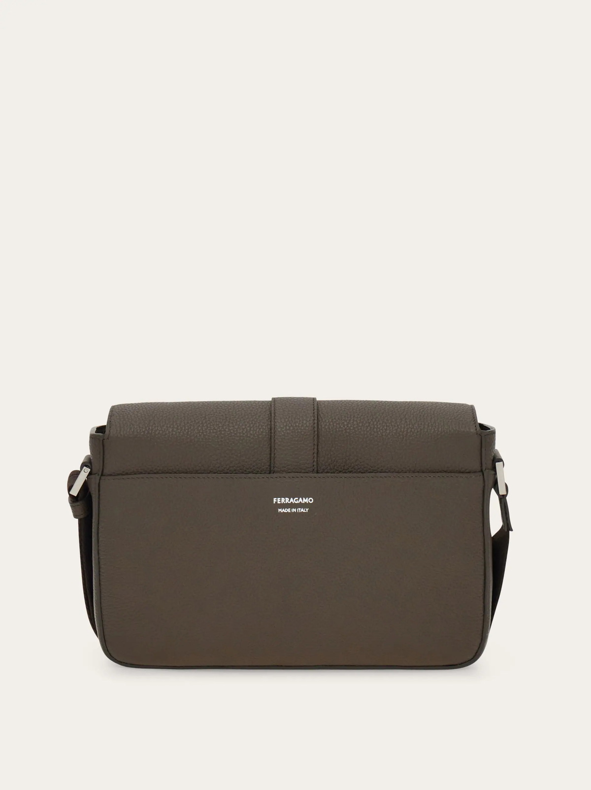 Ferragamo Mens Hug buckle messenger bag in Grey