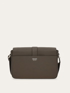 Ferragamo Mens Hug buckle messenger bag in Grey