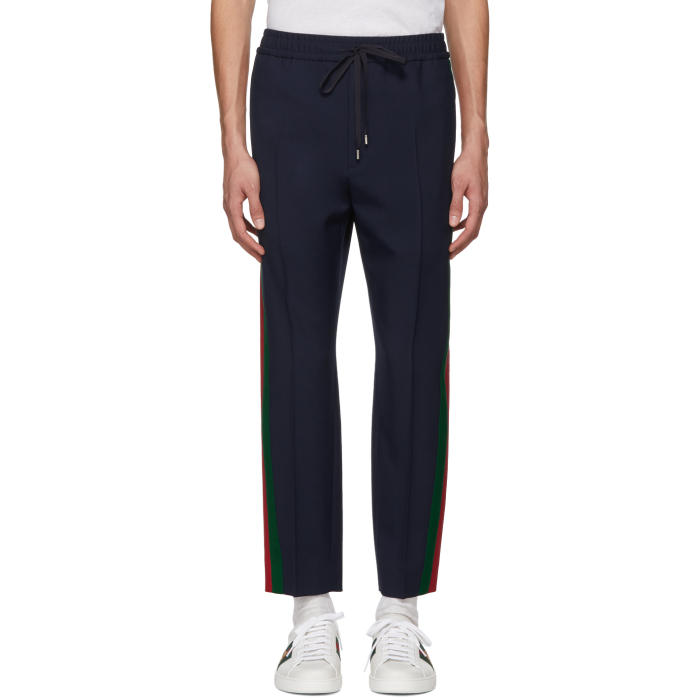 Photo: Gucci Blue Wool Tricolor Trousers 