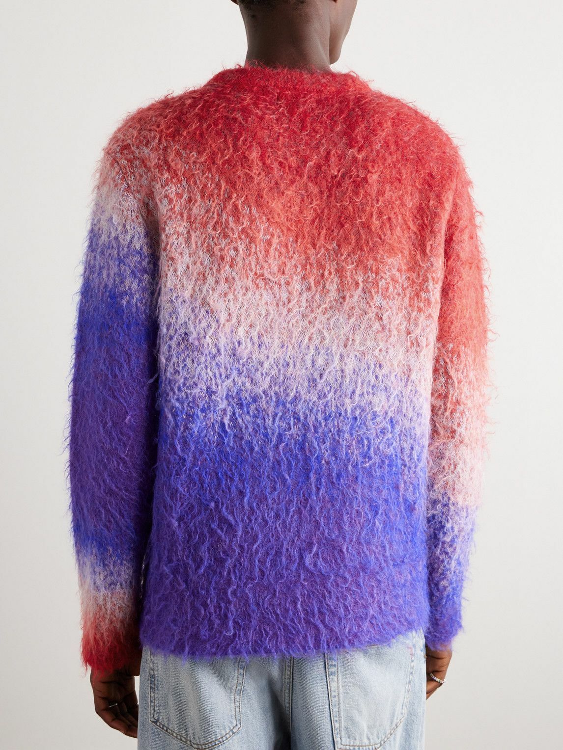 ERL - Logo-Intarsia Degradé Brushed Mohair-Blend Sweater - Blue ERL