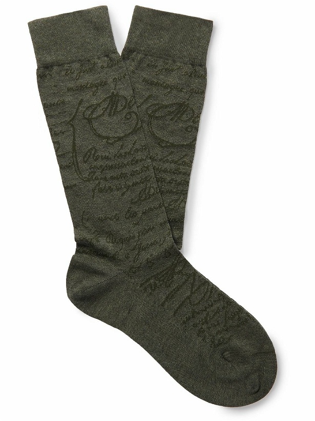 Photo: Berluti - Cotton-Blend Jacquard Socks - Gray