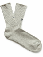 Rostersox - What's Up Embroidered Ribbed Cotton-Blend Socks
