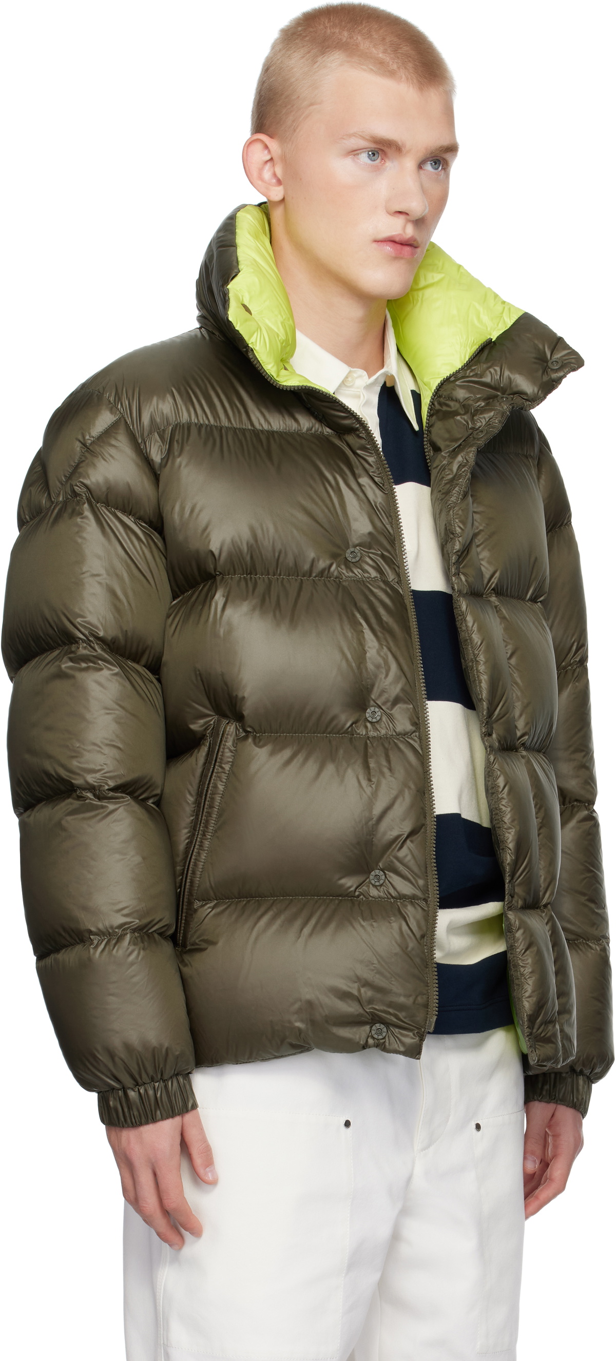Moncler Khaki Leste Short Down Jacket Moncler