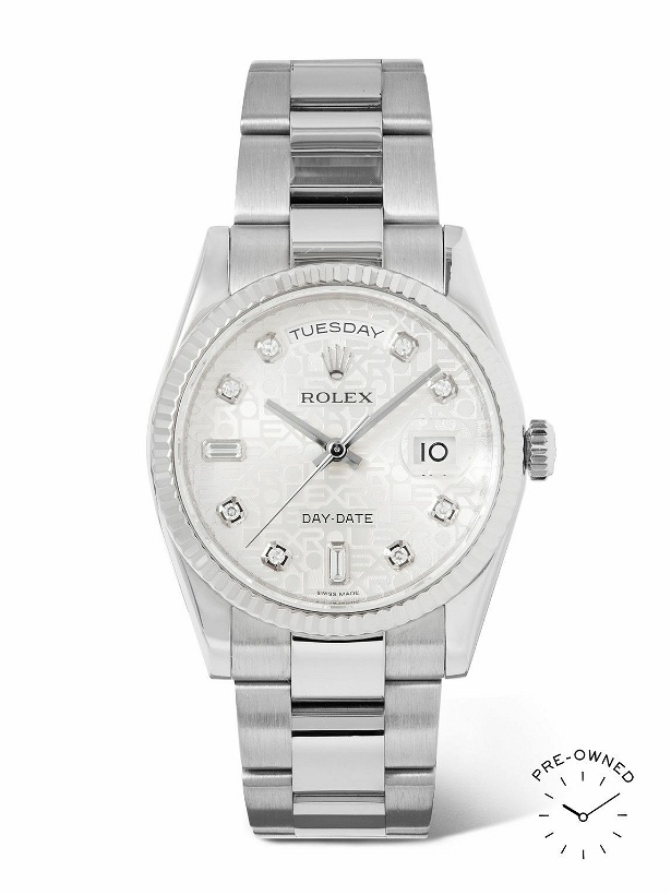 Photo: ROLEX - Pre-Owned 2019 Day-Date Automatic 36mm White Gold and Diamond Watch, Ref. No. 118239