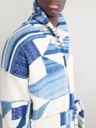Polo Ralph Lauren - Shawl-Collar Patchwork Cotton and Linen-Blend Cardigan - Blue