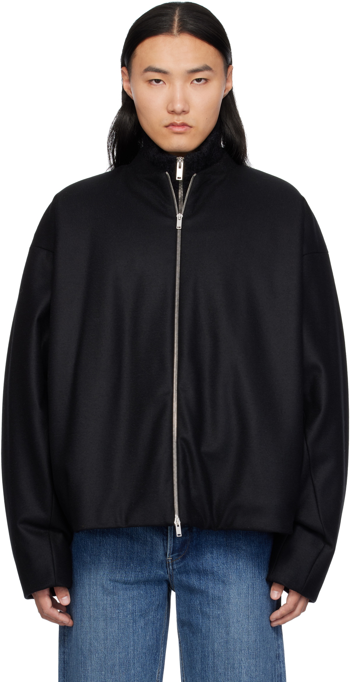 Jil Sander Black Zip Up Bomber Jacket Jil Sander