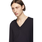 Maison Margiela Navy Elbow Patch V-Neck Sweater