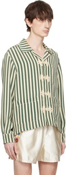 Bode Green & Off-White Soda Stripe Trillium Shirt