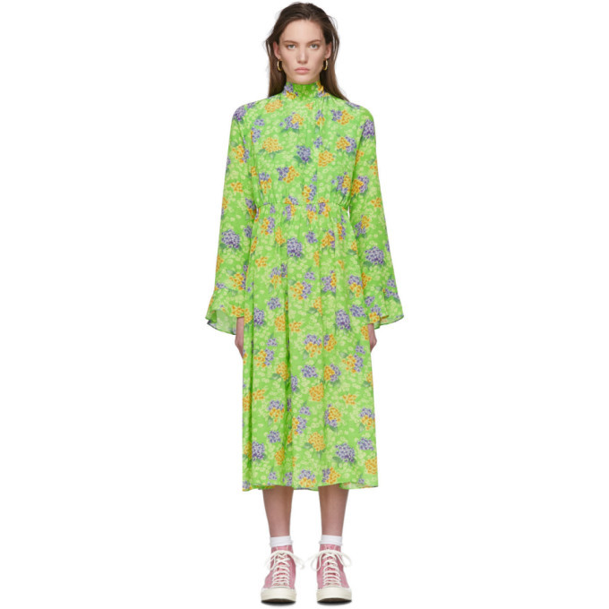 Photo: Les Reveries Green Floral Silk Dress