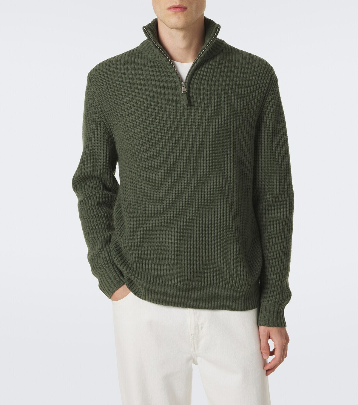 Allude Wool and cashmere half-zip sweater