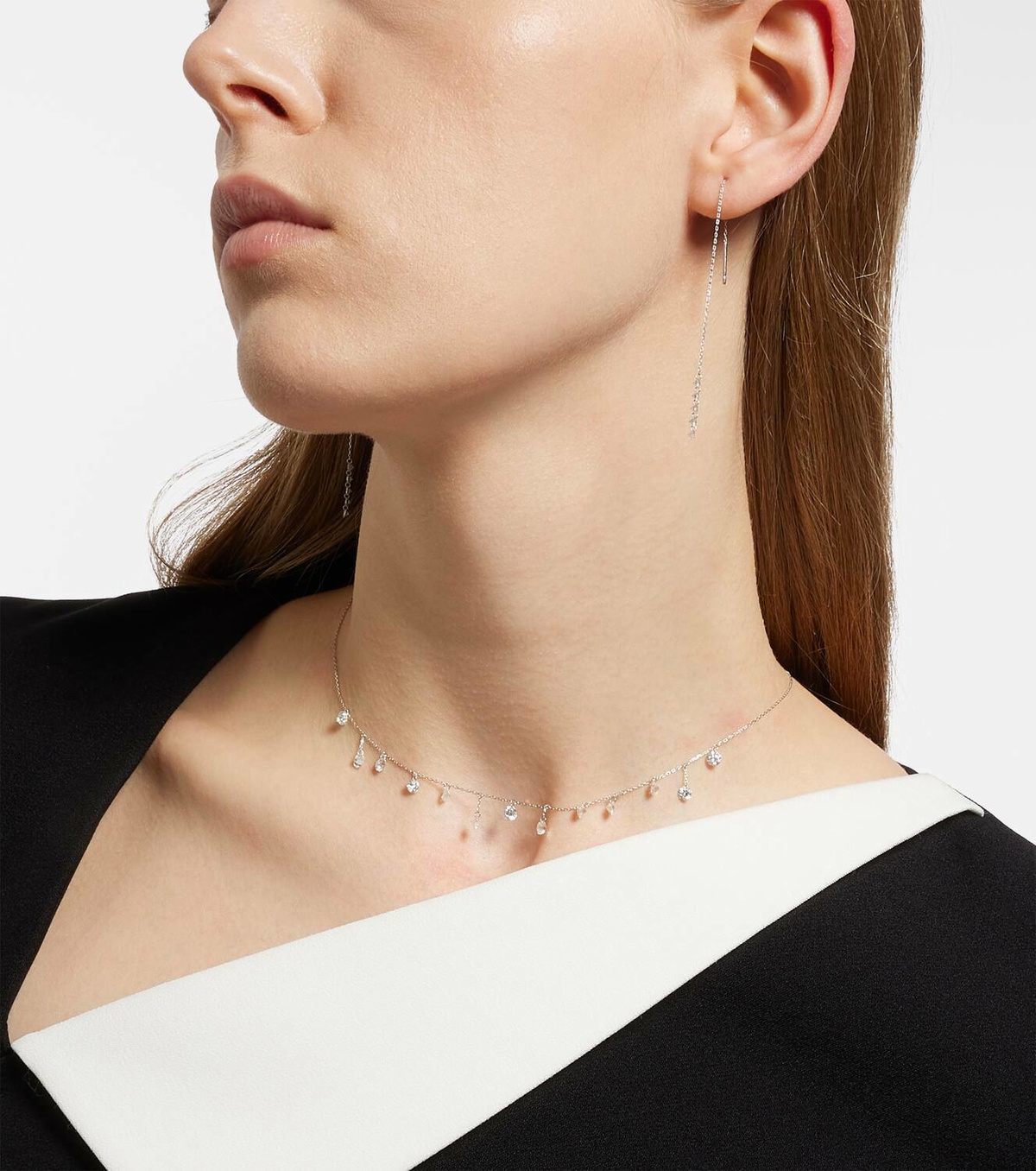 Persée Danaé 18kt white gold drop earrings with diamonds