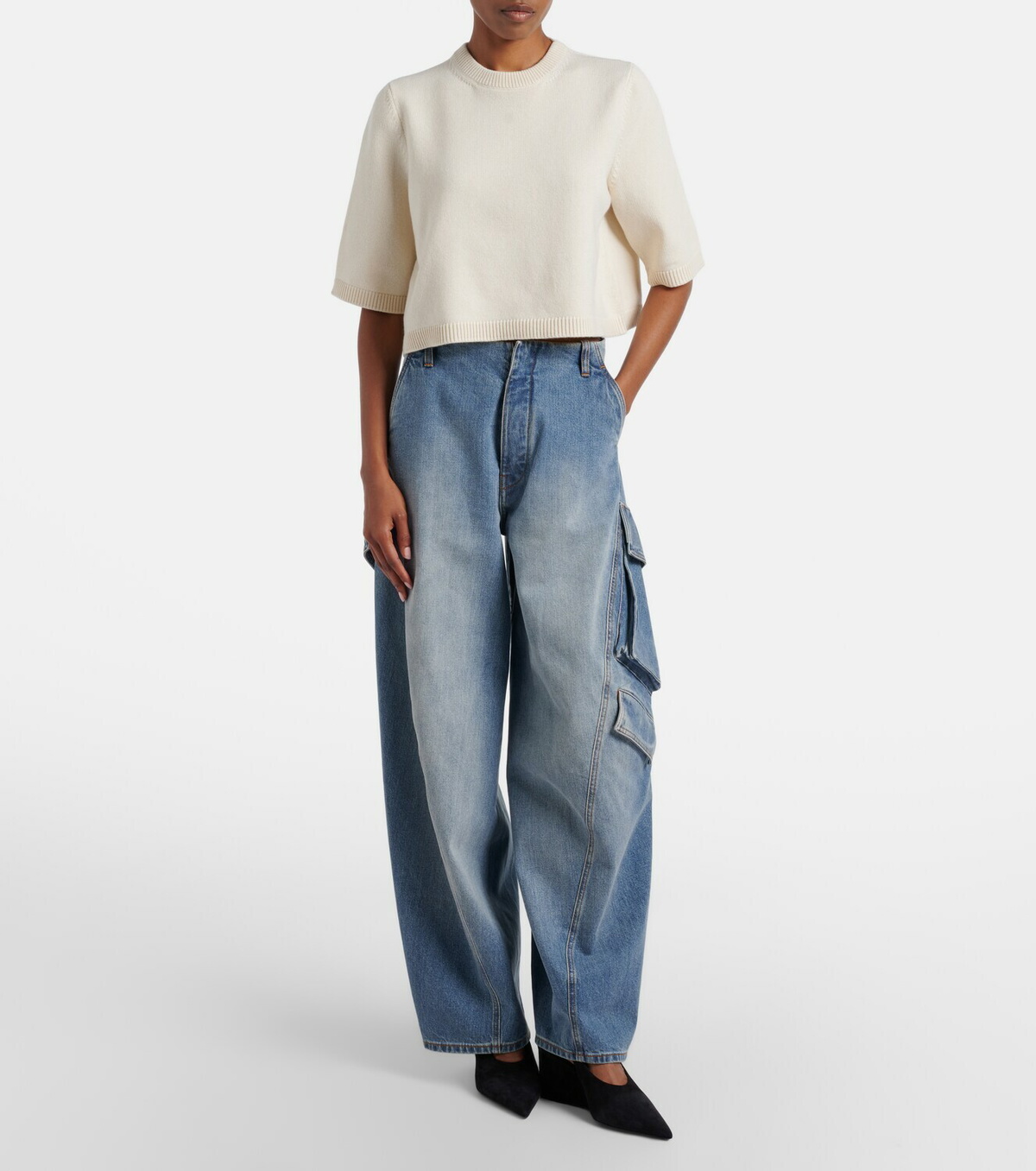 Alaïa Cropped cashmere and wool-blend sweater