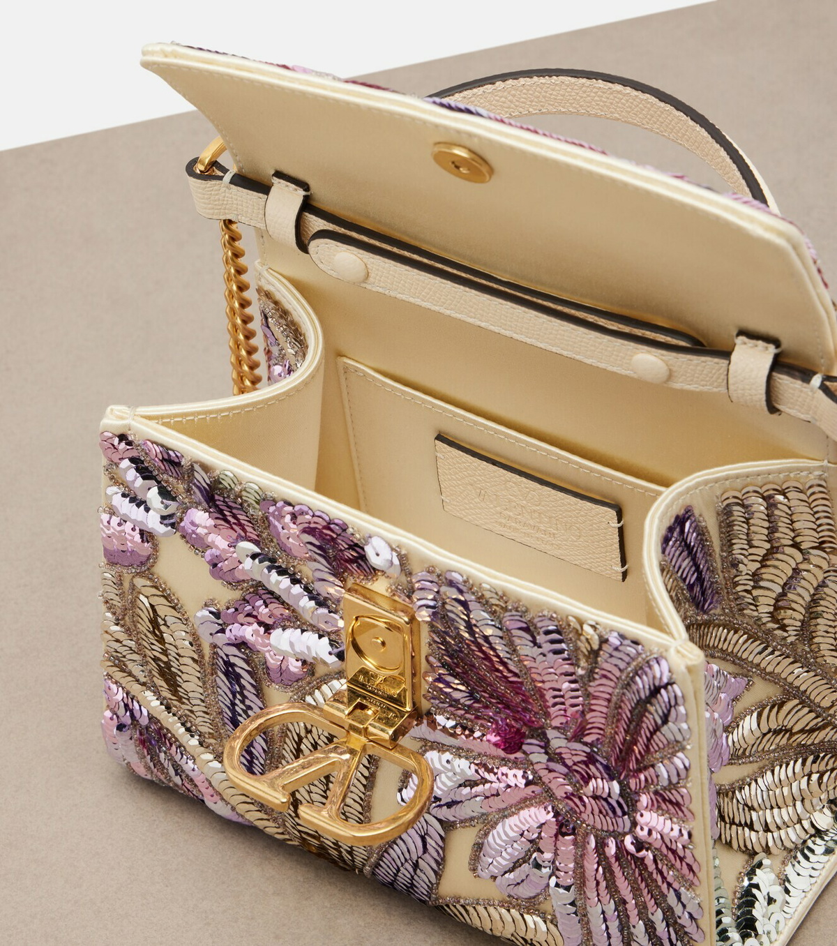 Valentino Garavani VSling Mini sequined satin top-handle bag