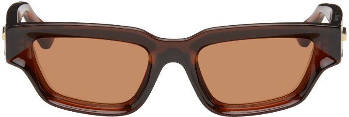Photo: Bottega Veneta Brown Sharp Square Sunglasses