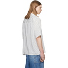 Diesel White & Gray Half-Sleeve Pinstripe Modal Shirt