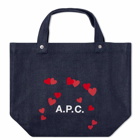 A.P.C. Women's Valentines Logo Mini Tote Bag in Blue 