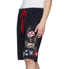 Greg Lauren Navy Paul and Shark Edition Patches Shorts