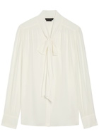 Alice + Olivia Thayer Neck tie Georgette Blouse White
