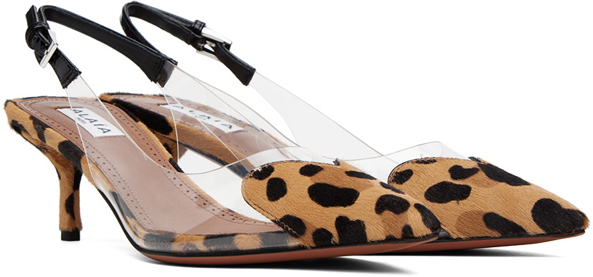 ALAÏA  Crisscross Strap Leopard Print Leather Ballerina Flats