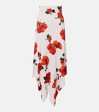 Alaïa Floral asymmetric jersey midi skirt