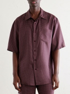 SAINT LAURENT - Printed Silk-Satin Polo Shirt - Burgundy