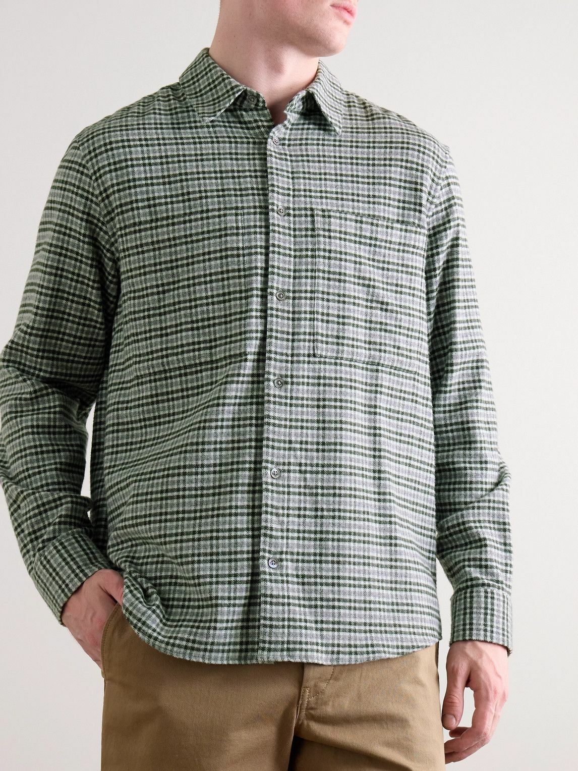 Belstaff - Foundry Checked Brushed Cotton-Flannel Shirt - Gray