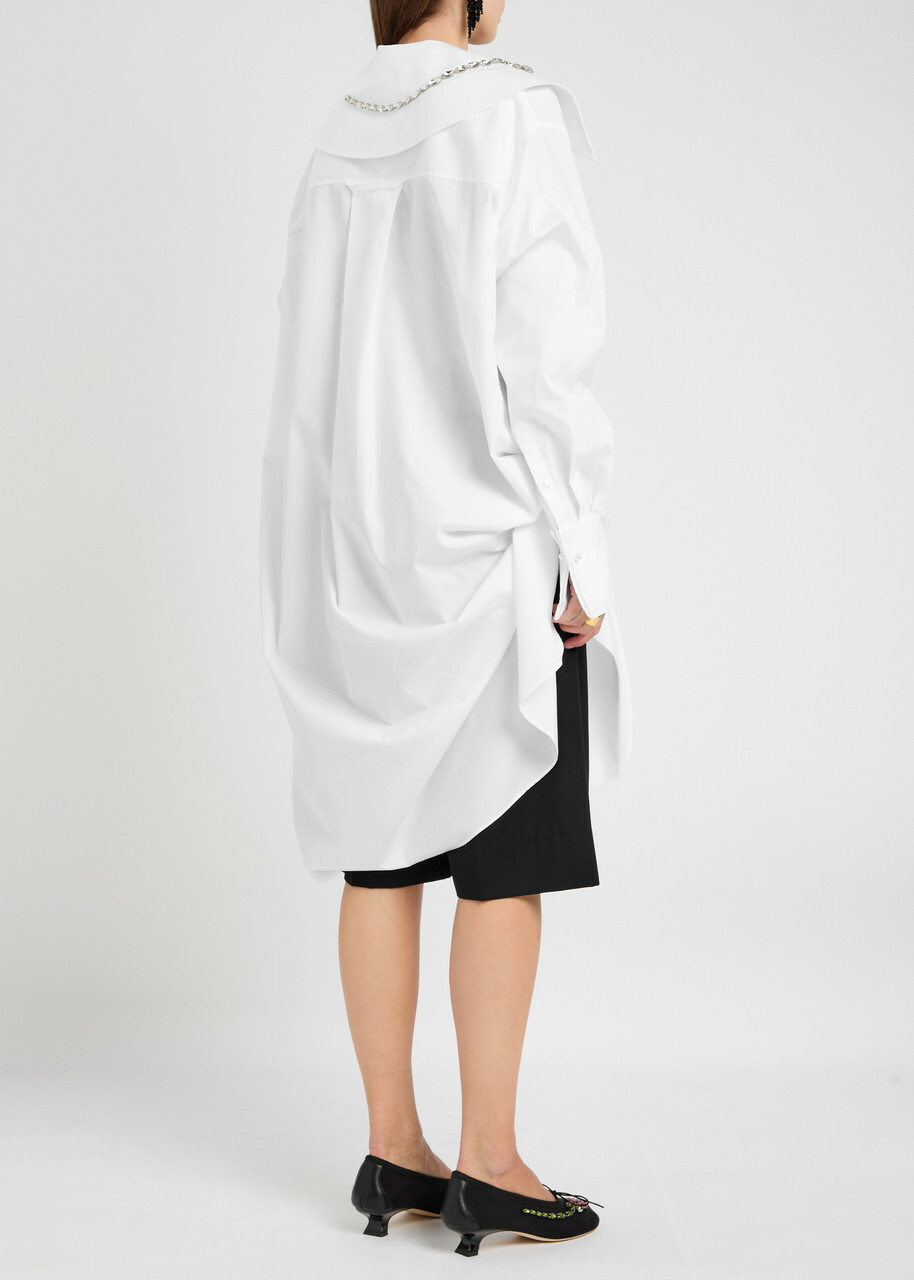 Simone Rocha Asymmetric Crystal-embellished Cotton Shirt