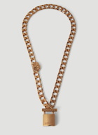Versace - Logo Engraved Lock Necklace in Gold