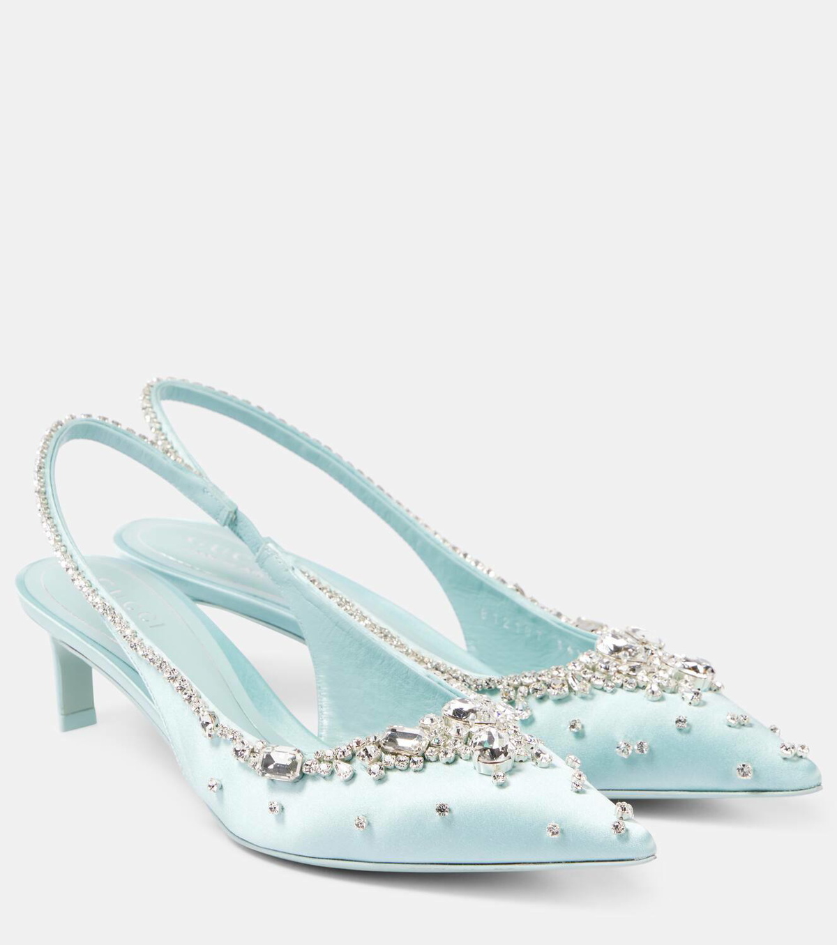 Gucci Crystal-embellished satin slingback pumps Gucci Gucci Crystal-embellished satin slingback pumps Gucci