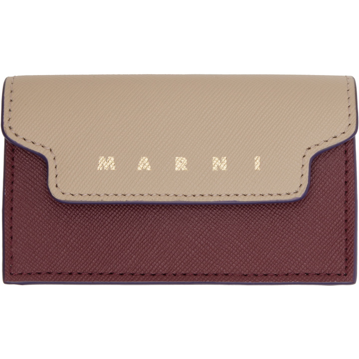 Photo: Marni Beige & Burgundy Saffiano Card Holder