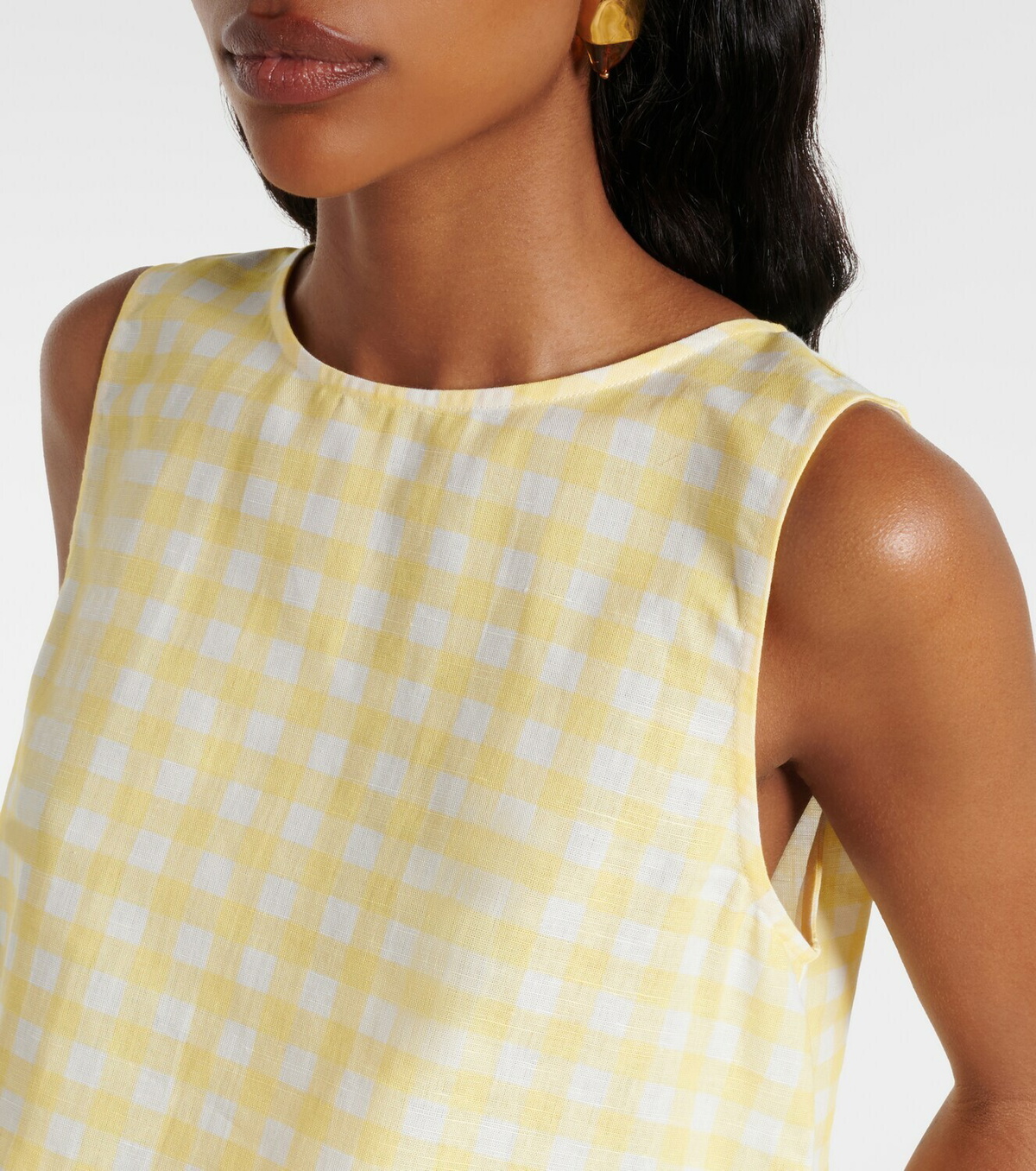 Asceno Kobe gingham linen and cotton crop top