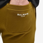 Balmain Men's Ribbed Flock Sweat Pant in Khaki/White