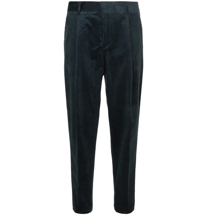 Photo: MR P. - Tapered Pleated Cotton-Corduroy Trousers - Gray