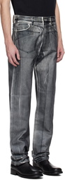 Karmuel Young Black Overprinted Foil Cuboid Jeans