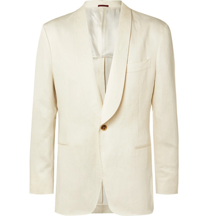 Photo: Brunello Cucinelli - Cream Unstructured Linen Suit Jacket - Cream