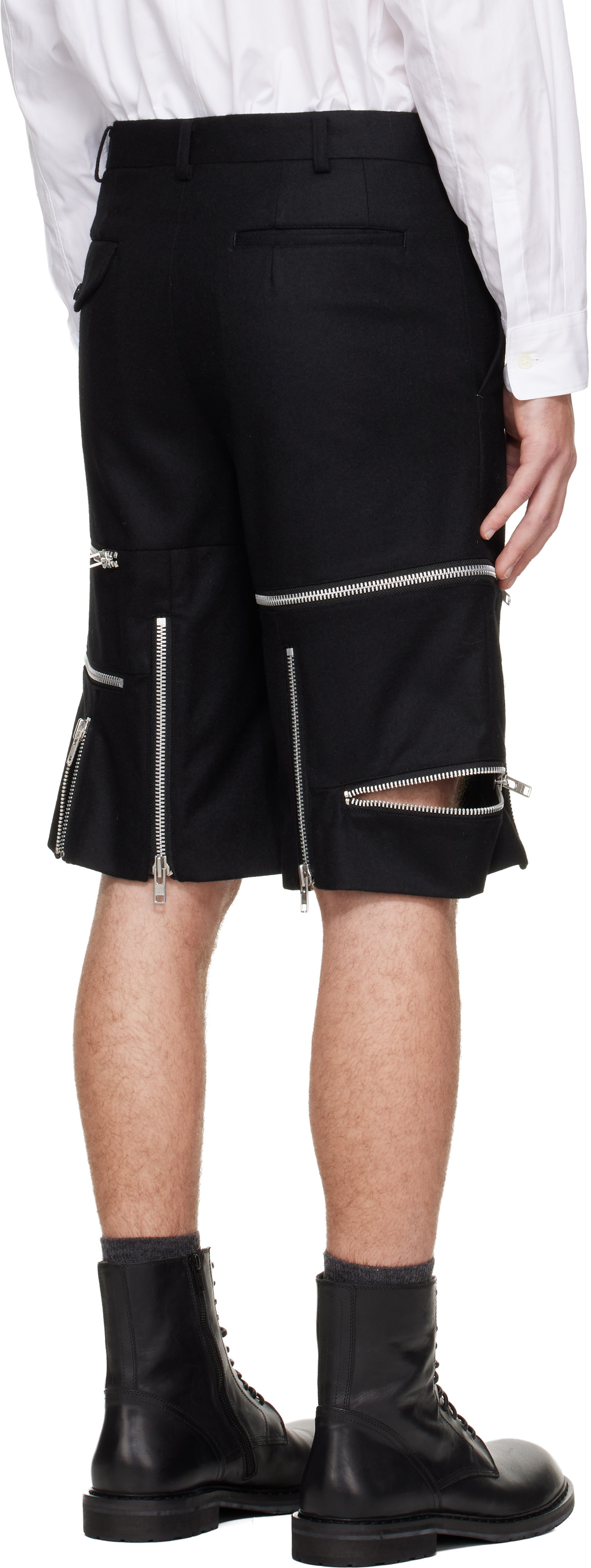 Comme des Garçons Homme Plus Black Wool Nylon Flannel Shorts