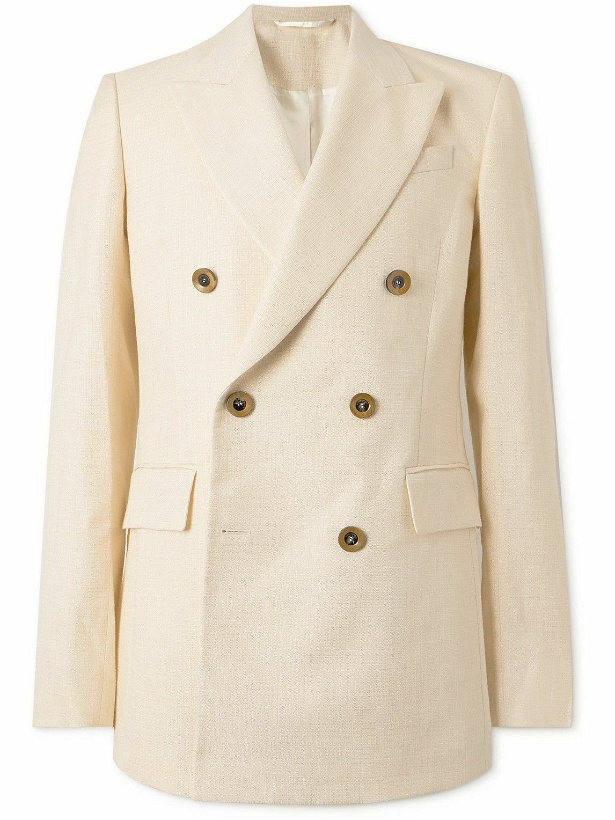 Photo: Wales Bonner - André Double-Breasted Woven Blazer - Neutrals