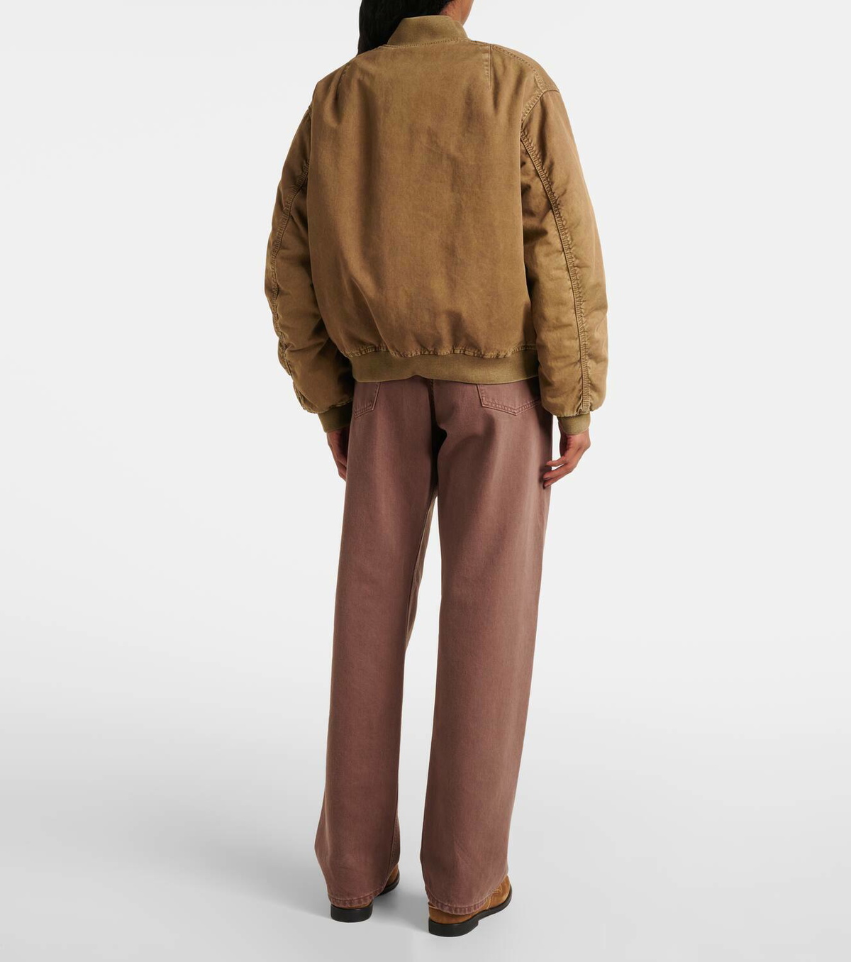 【関税&送料込】Miu Miu Chocolate Cotton Jacket Logo cotton-blend blouson in brown - Miu Miu | Mytheresa