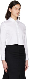 Theory White Cropped Shirt