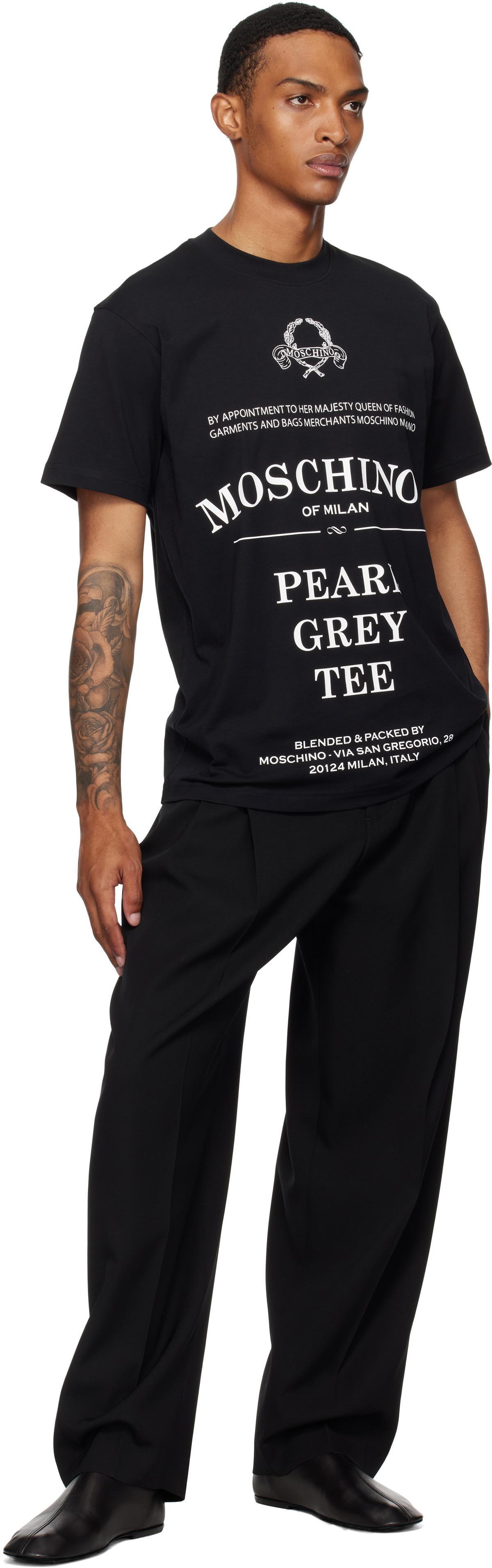 Moschino Black Printed Organic Cotton T-shirt