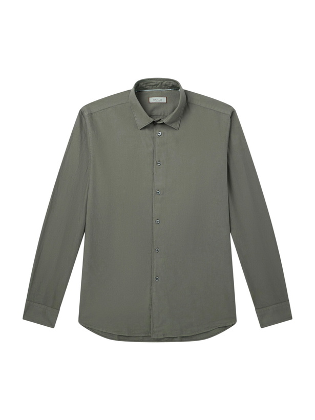 Photo: Canali - Cotton-Poplin Shirt - Green