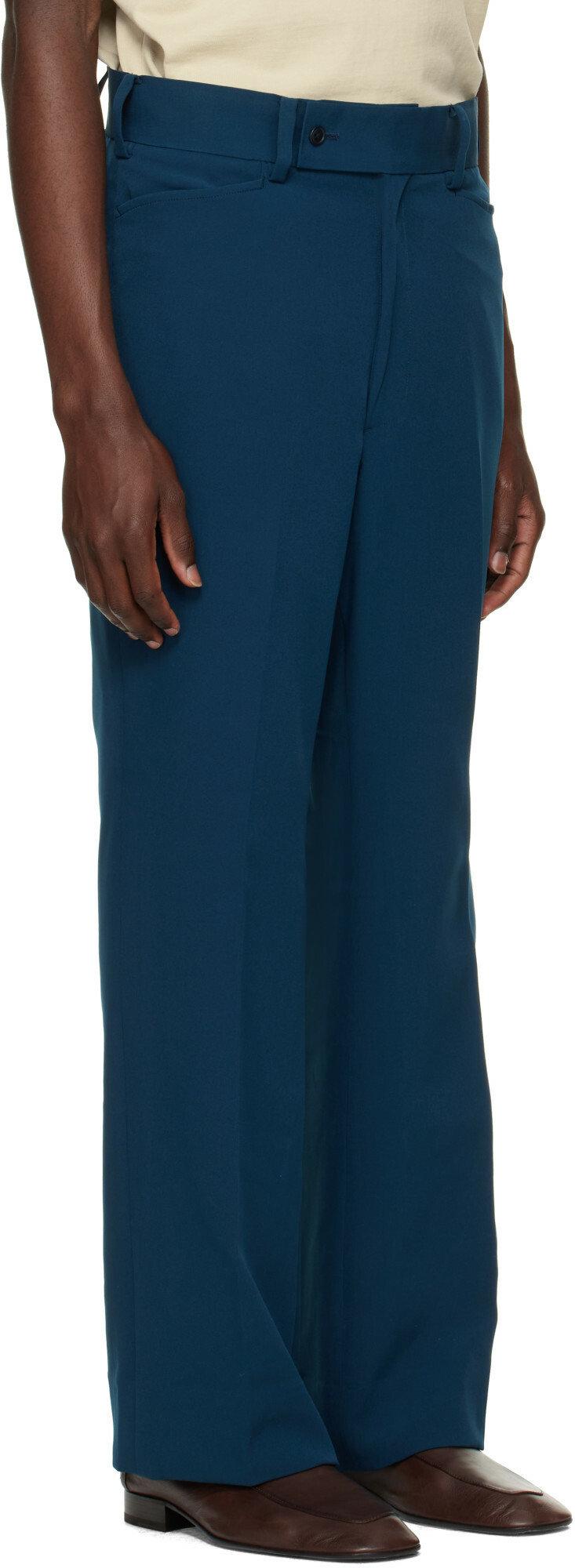NEEDLES Navy Poly Light Double Cloth Boot-Cut Trousers