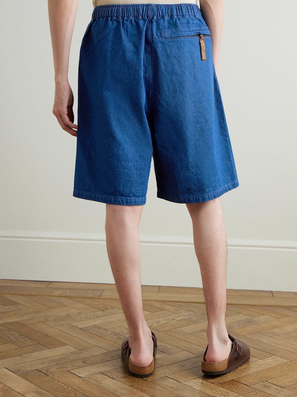 KAPITAL - Easy Wide-Leg Belted Denim Shorts - Blue