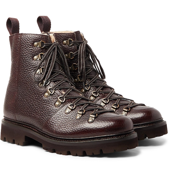 Photo: Grenson - Brady Shearling-Lined Full-Grain Leather Hiking Boots - Brown